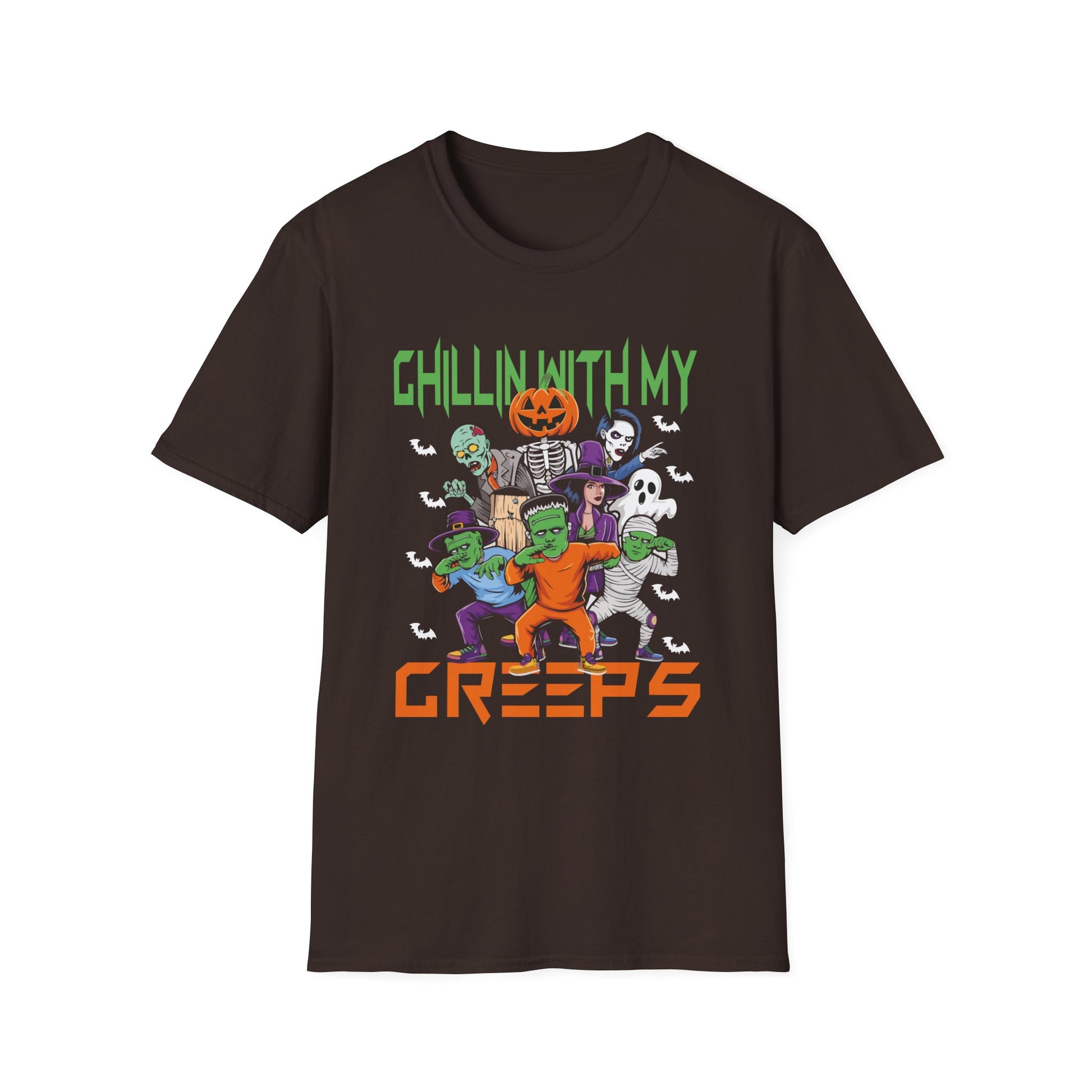 Chilling With My Creeps Halloween- Dancing Ghost Halloween Tee