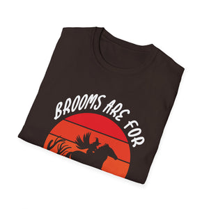 Witch Riding Horse T-Shirt – “Brooms Are For Amateurs” Retro Sunset Halloween Tee