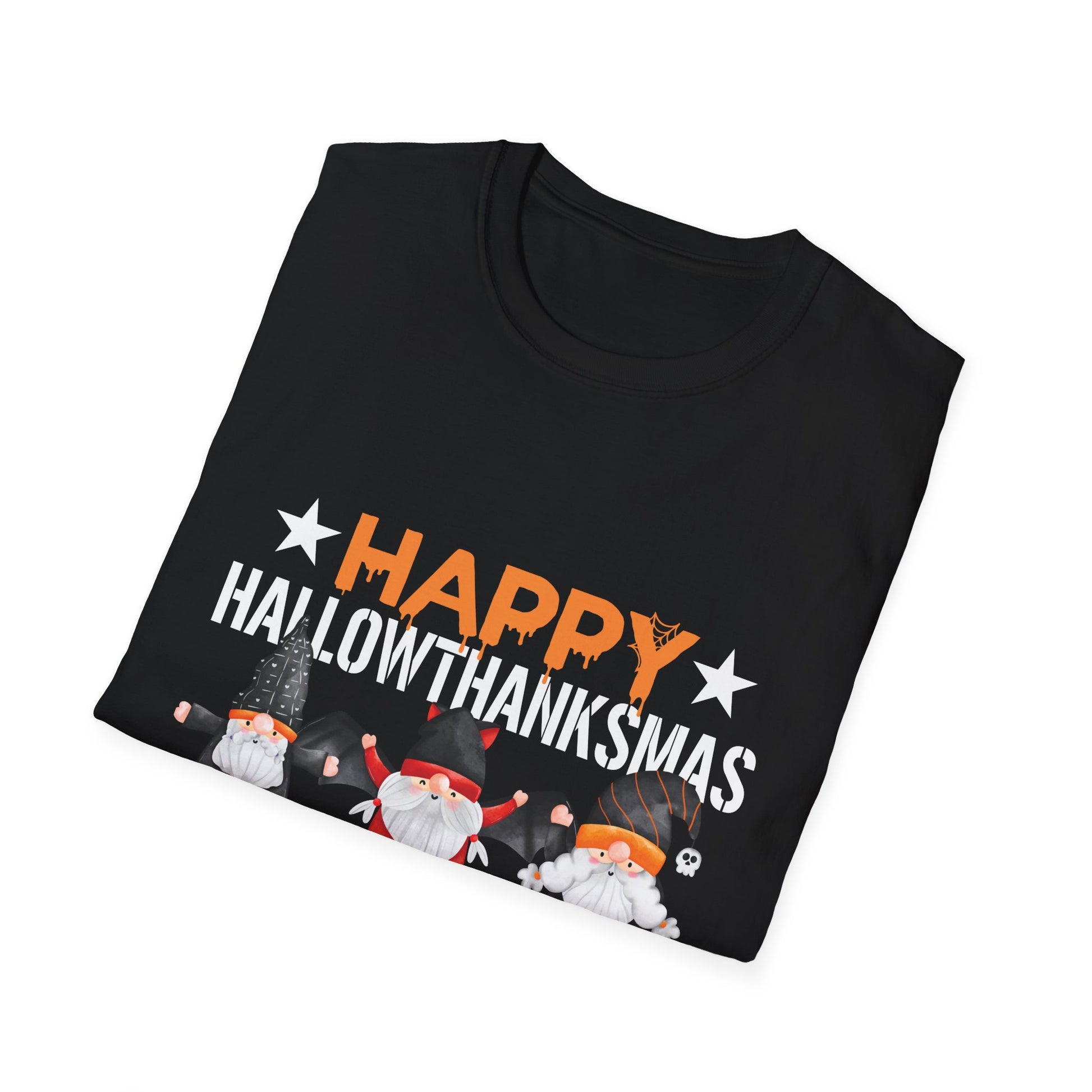 Happy Halowthankmas T-Shirt — Cute Gnome Halloween-Thanksgiving-Christmas Mashup