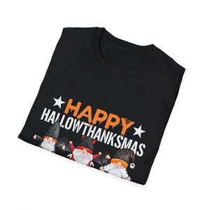 Happy Halowthankmas T-Shirt — Cute Gnome Halloween-Thanksgiving-Christmas Mashup