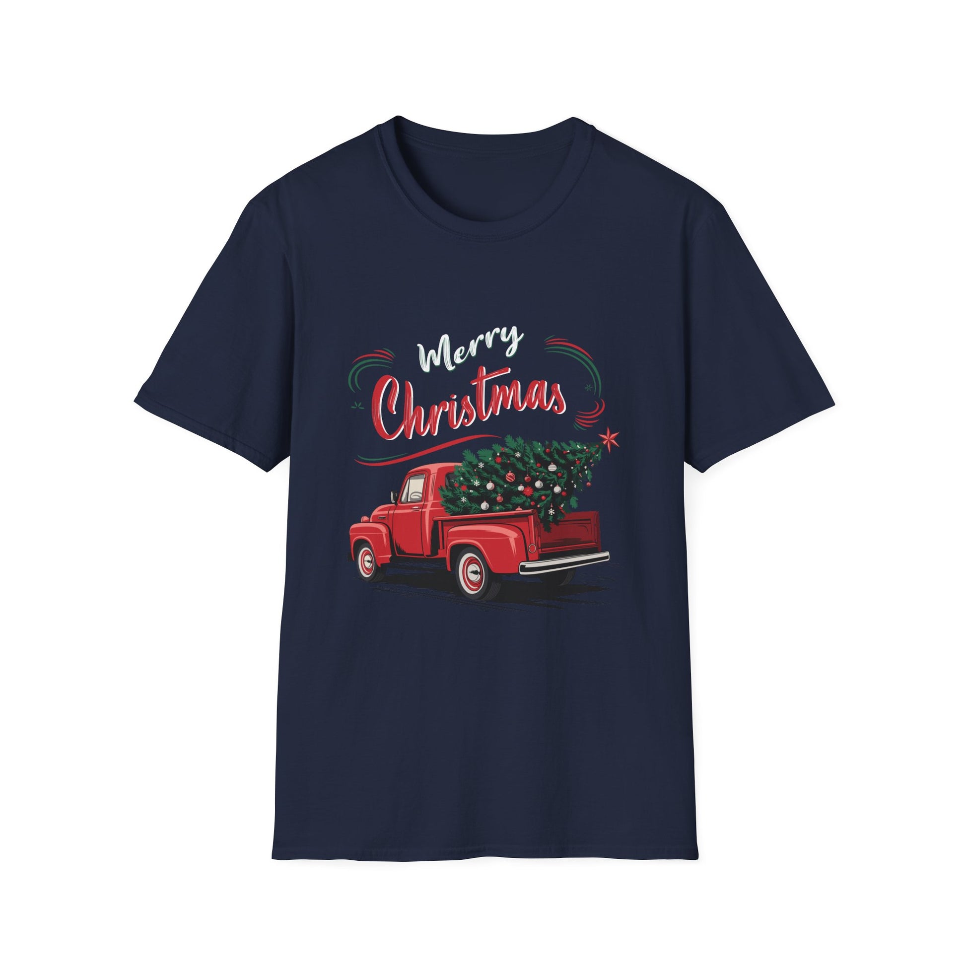 Vintage Wagon Red Truck Christmas Tree Pajama Family Xmas T-Shirt
