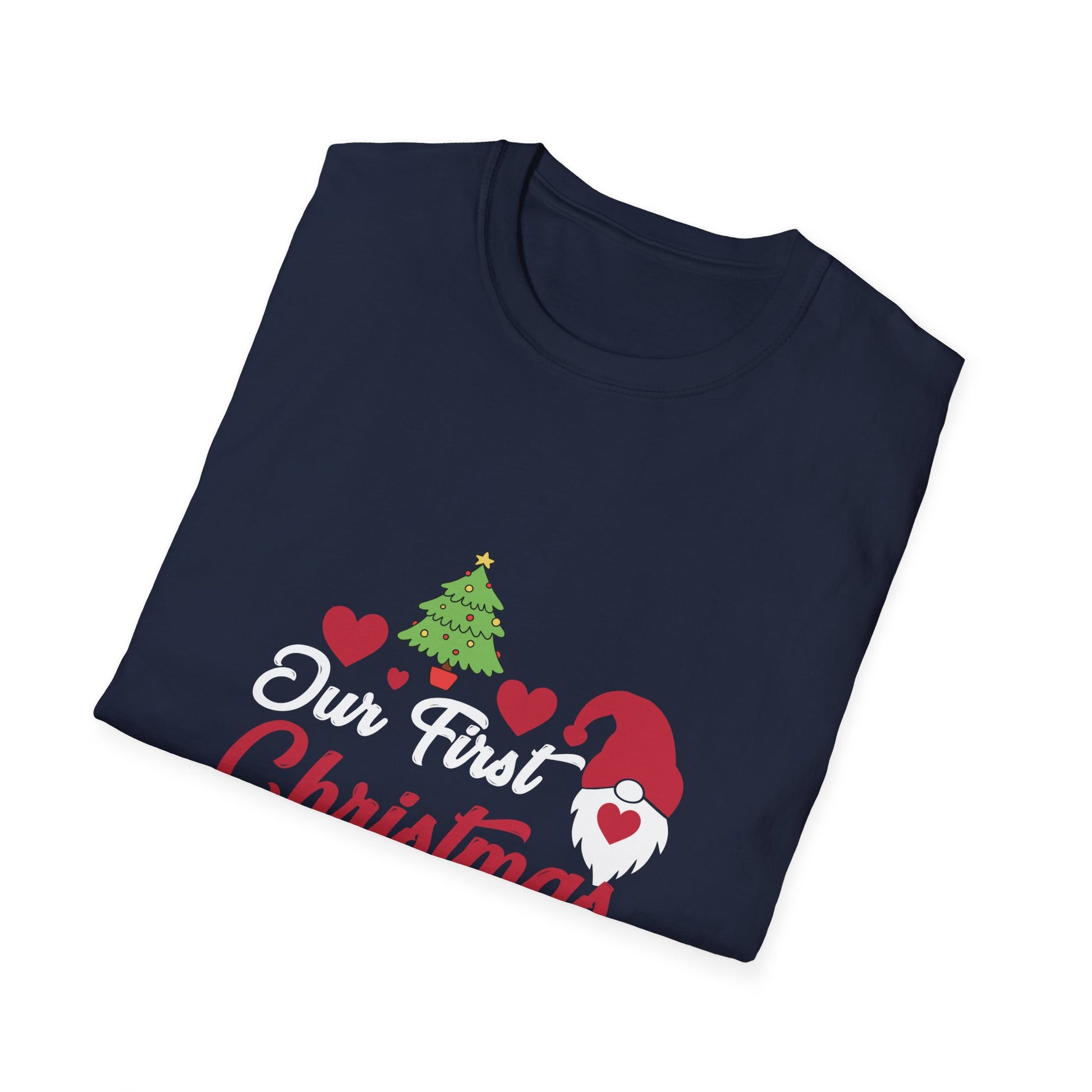 T-Shirt — "Our First Christmas Engaged" Holiday Engagement Tee