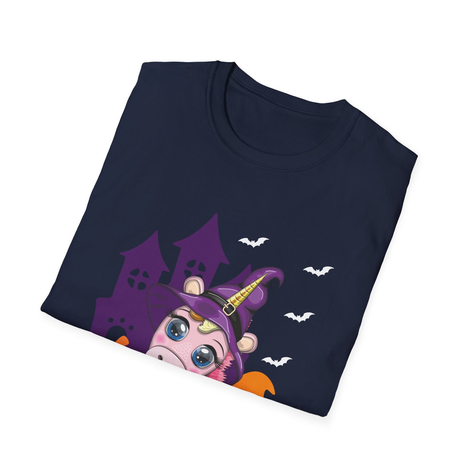 Cute Witch Unicorn Halloween Pumpkin Girls Women Halloween Tee