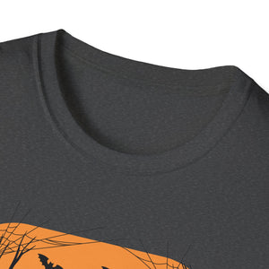 Halloween Black Cat T-Shirt — Spooky Pumpkin & Bats Tee