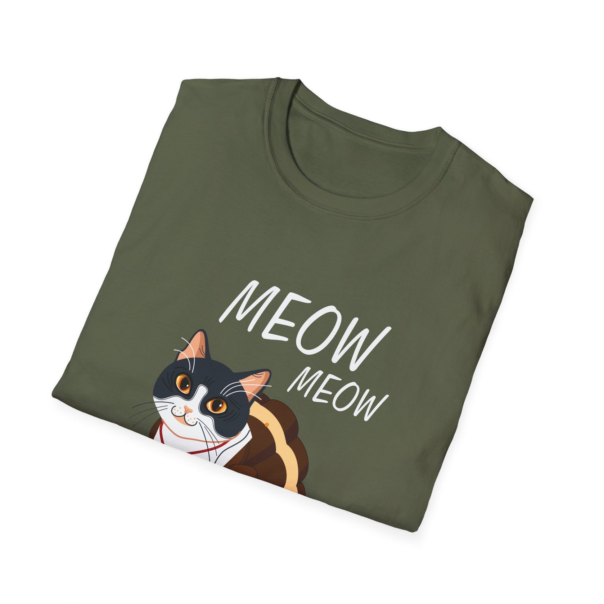 Meow Meow Cat Graphic T-Shirt — Cute Cartoon Cat Tee for Cat Lovers
