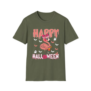 Happy Halloween - Flamingo Lover Witch Hat Pumpkin Halloween TeeUnisex Softstyle T-Shirt