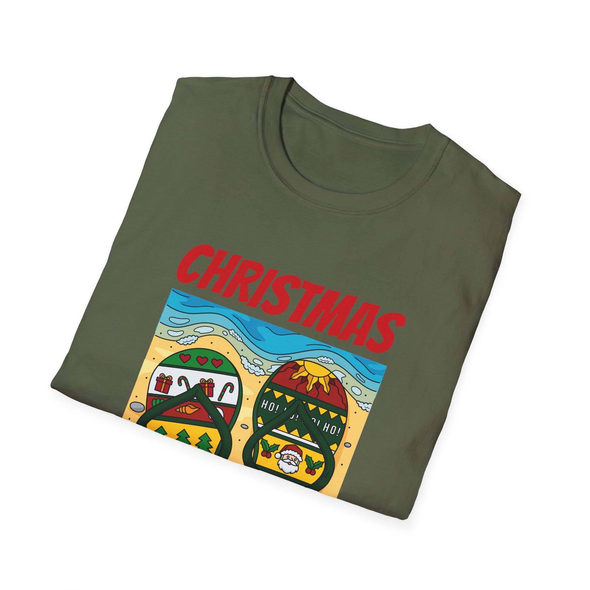 Christmas In July T-Shirt — Beach Flip-Flop Holiday Graphic Tee
