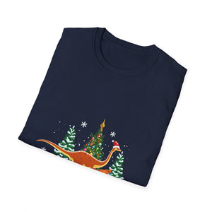Christmas Brachiosaurus Dinosaur eating a Christmas Tree Unisex T-Shirt