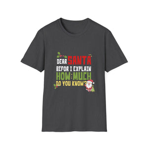 Funny Christmas Kids Adults Dear Santa I Can Explain Unisex Softstyle T-Shirt