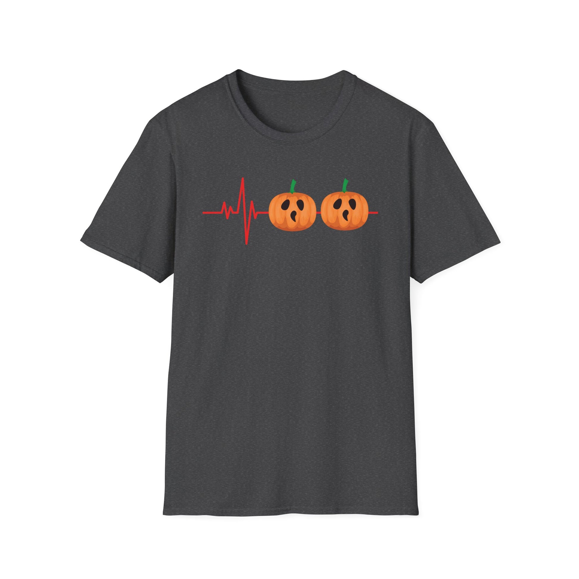 Halloween Pumpkin Heartbeat T-Shirt — Cute Jack-O’-Lantern ECG Tee