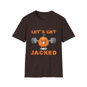 Let_s Get Jacked Gym Weightlifting Halloween Pumpkin Unisex T-Shirt