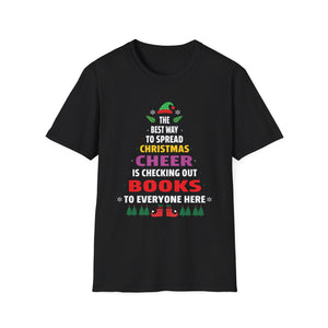 Christmas Book Lover T-Shirt — “The Best Way to Spread Christmas Cheer is Checking Out Books”