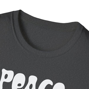 Peace Love Halloween T-Shirt — Retro Pumpkin Moon Graphic Tee