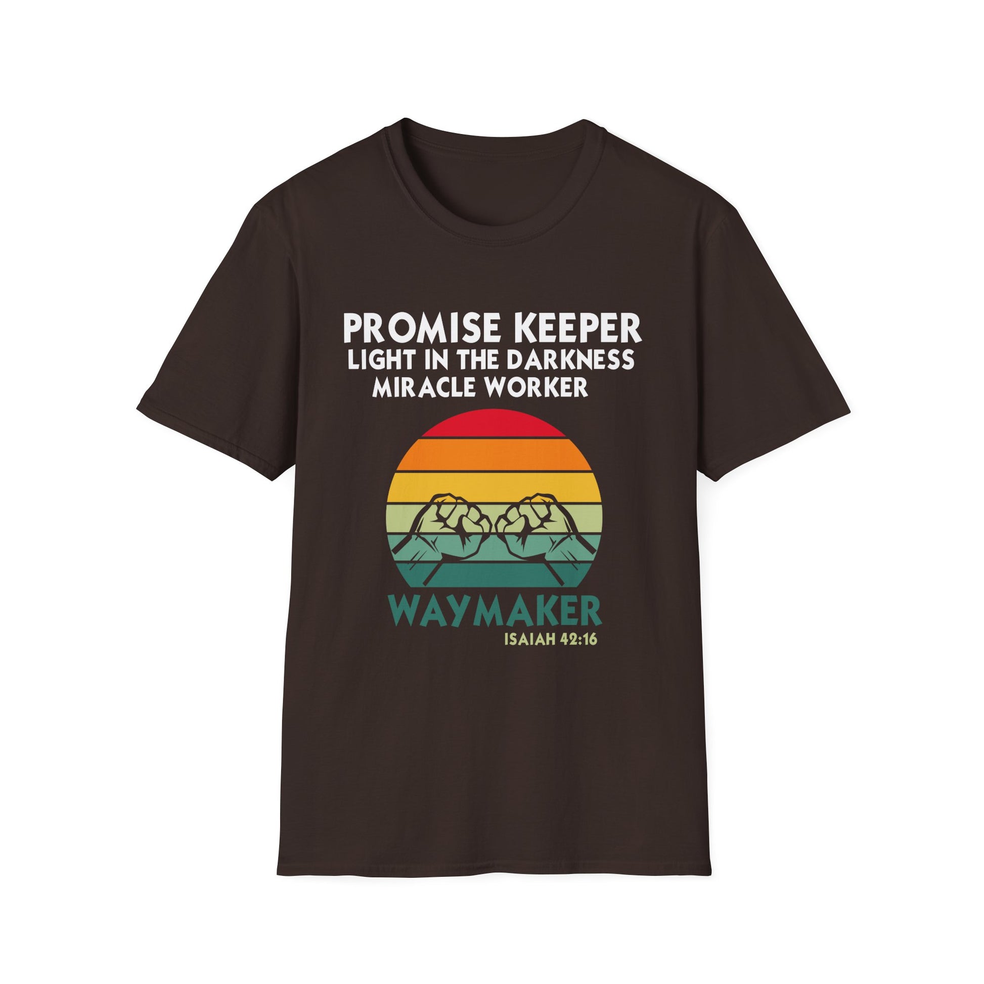 Waymaker Christian T-Shirt – "Promise Keeper, Light in the Darkness" Inspirational Tee (Isaiah 46:16)