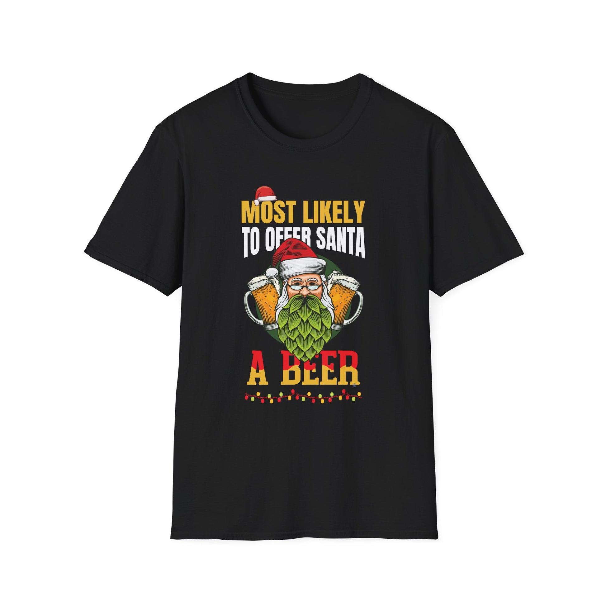 Most Likely To Offer Santa A Beer Funny Drinking Christmas T-Shirt