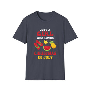 Christmas In July Shirt Girls Funny Summer Beach Vacation Unisex T-Shirt