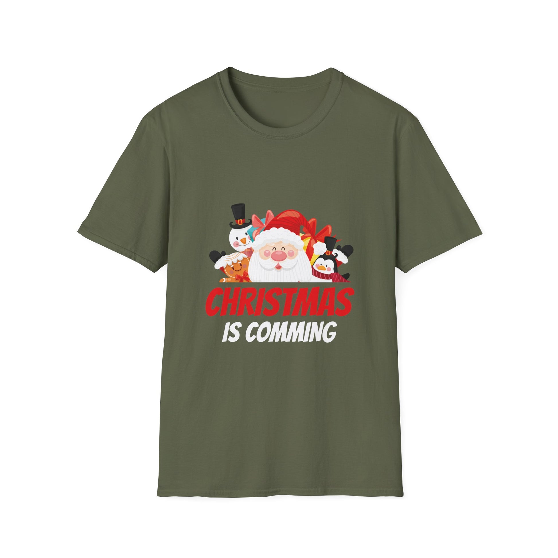 Christmas Is Comming T-Shirt — Cute Santa & Snowman Holiday Tee
