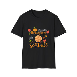 Thanksgiving Softball T-Shirt — Family Turkey & Pumpkin Fall Baseball Tee  Unisex T-Shirt