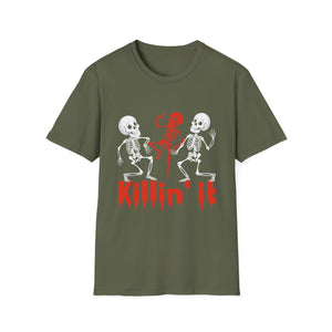 Killin It Funny Halloween Vibes Dancing Skeleton Halloween TeeUnisex Softstyle T-Shirt