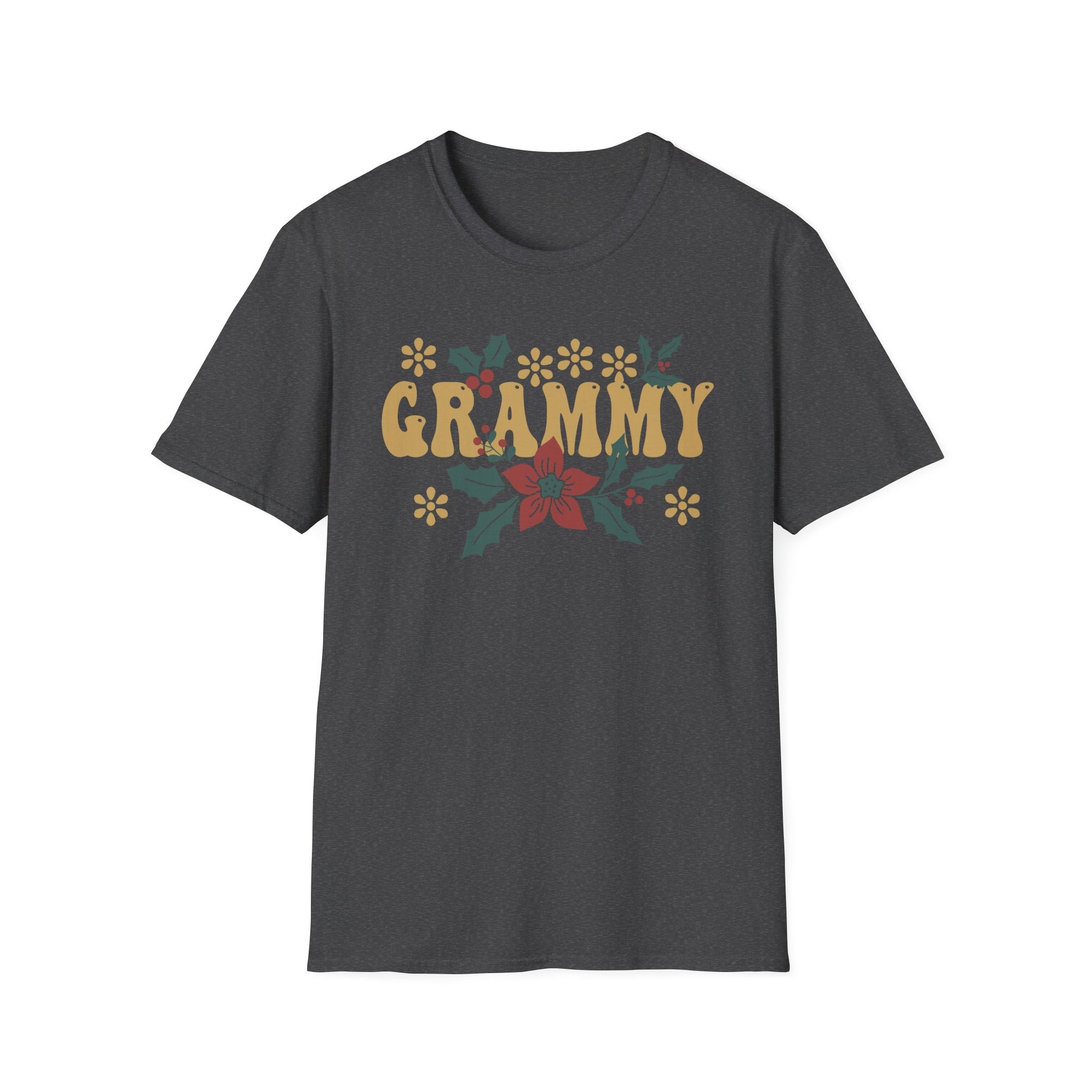 Grammy Floral T-Shirt — Vintage Poinsettia Gift for Grandmother (Christmas & Mother's Day)