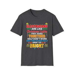 Electricians Christmas Lights Funny Tee — 'Electricians Are Like Christmas Lights' Shirt