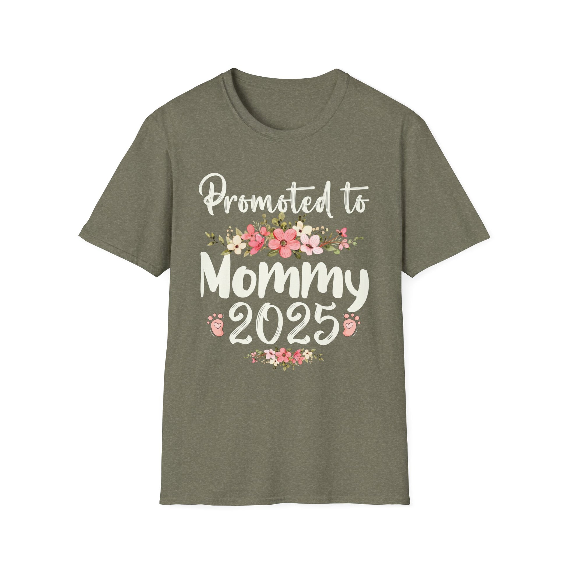 Promoted To Mommy Est 2025 Floral Funny Mothers Day 2025 Unisex T-Shirt
