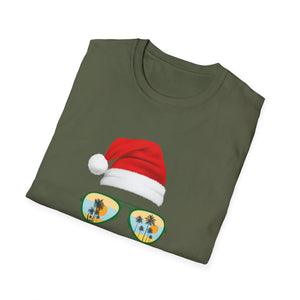 Christmas in July T-Shirt — Santa Hat Sunglasses Holiday Tee