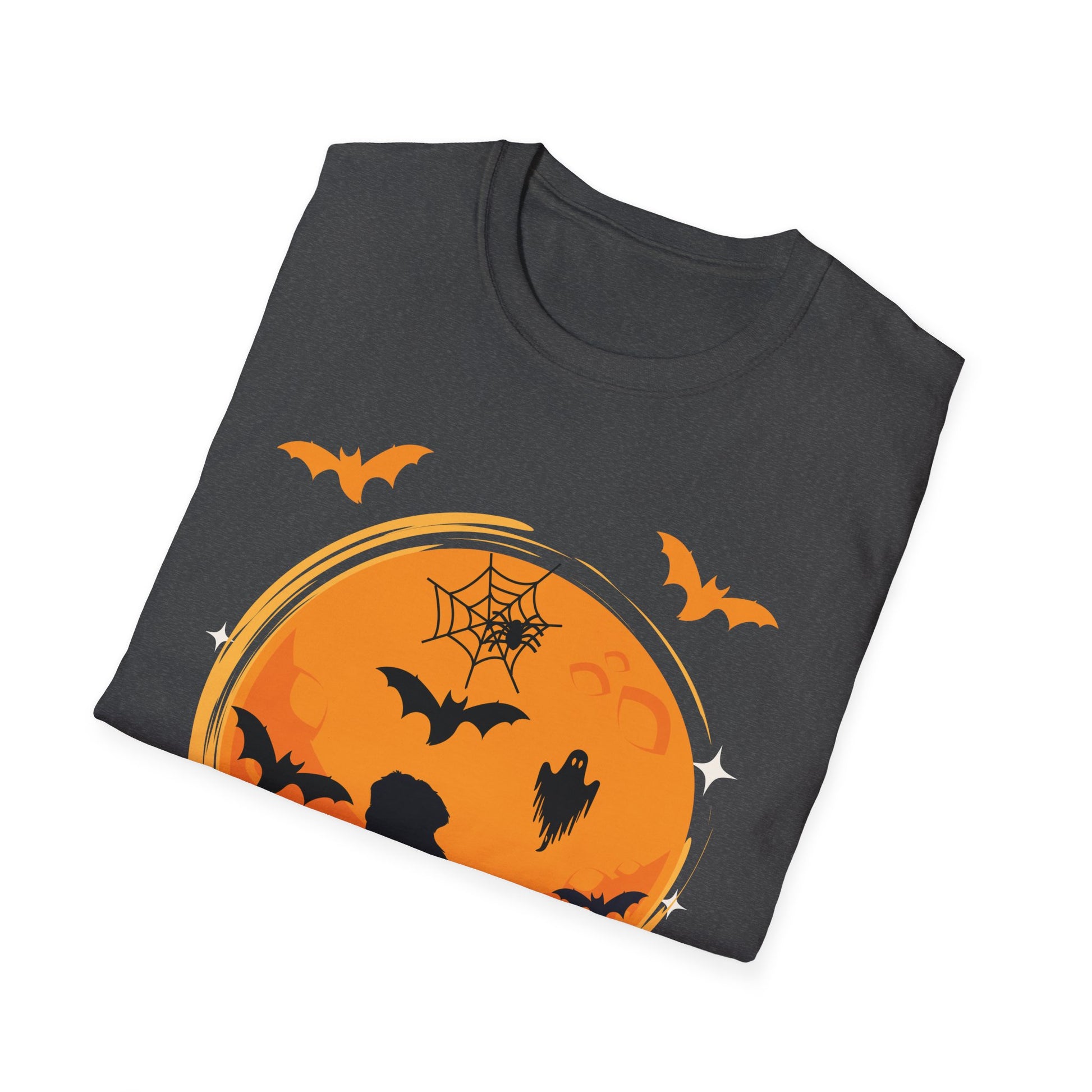 Halloween Dog T-Shirt — Black Moon, Bats & Spiderweb Graphic