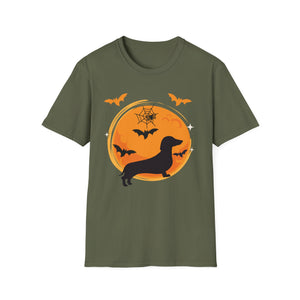 Dachshund Halloween T-Shirt — Dachshund Silhouette with Bats & Moon