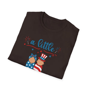 Baby Shower T-Shirt – “A Little Firecracker Is On The Way” Patriotic 4th of July Pregnancy Tee