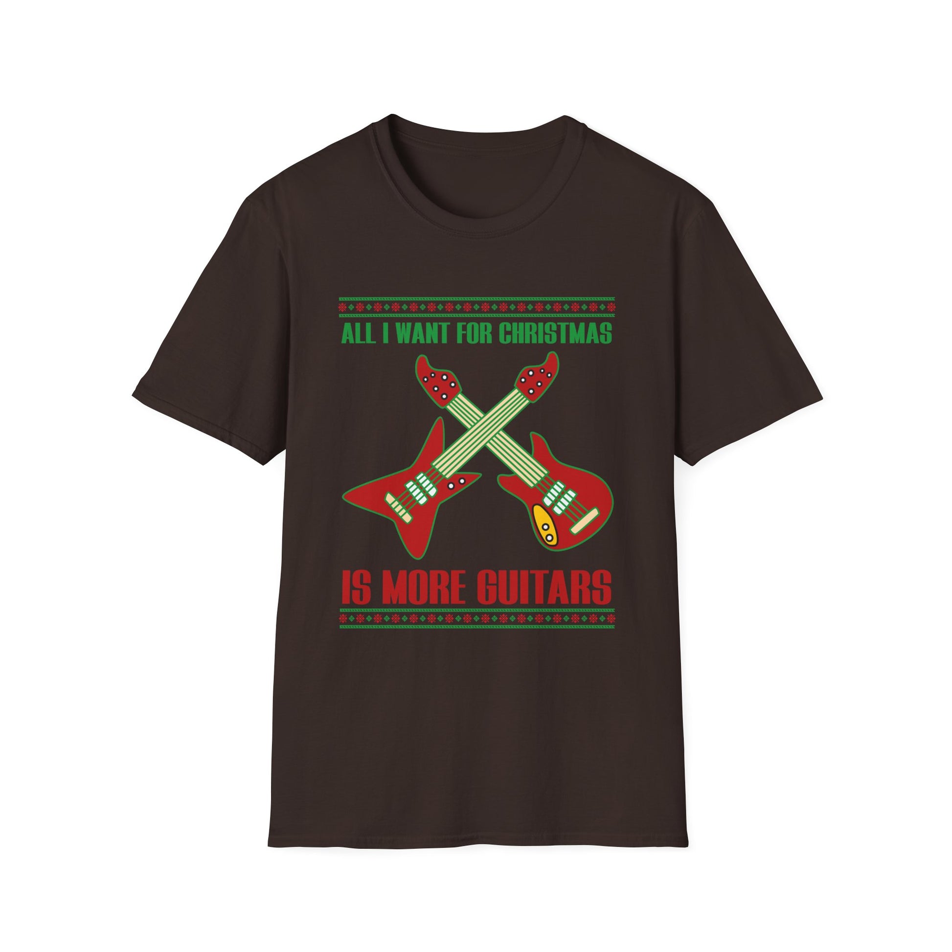 Christmas Guitar T-Shirt — "All I Want For Christmas Is More Guitars" Holiday Tee