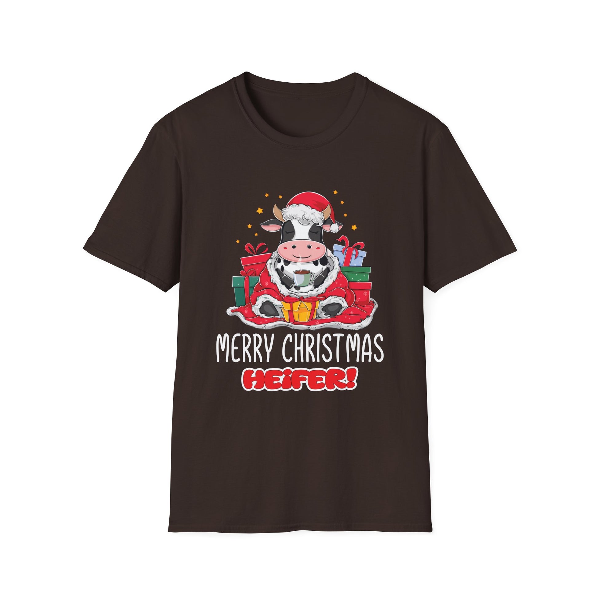 Christmas Cow T-Shirt — "Merry Christmas Heifer!" Cute Holiday Cow Tee