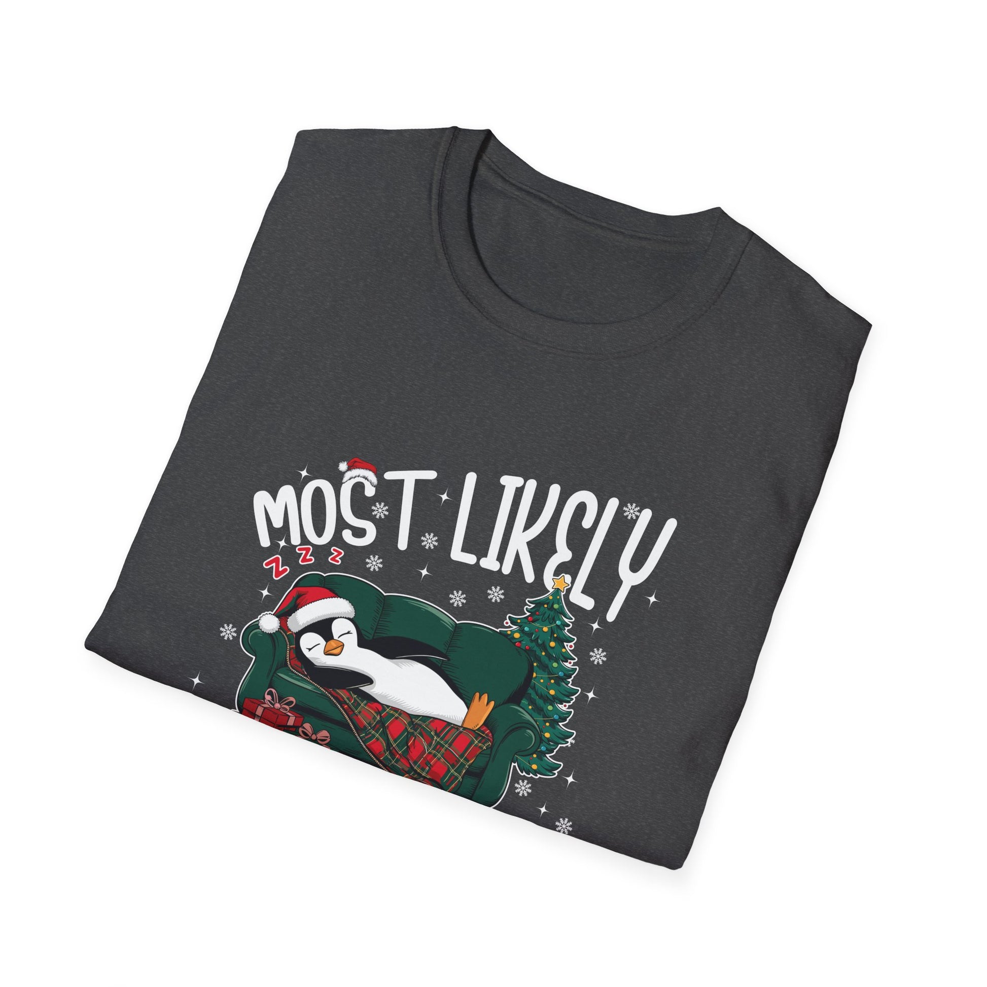 Most Likely To Nap On Christmas Funny Family Christmas Unisex Softstyle T-Shirt