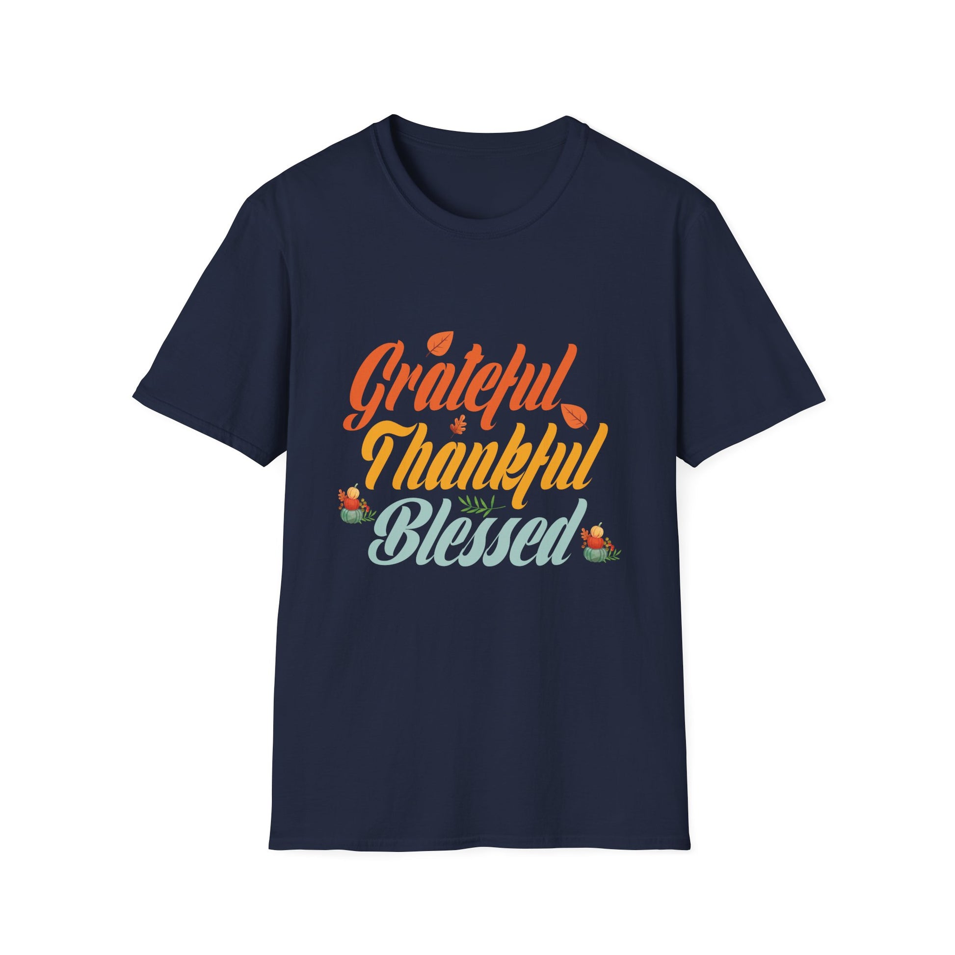 Grateful Thankful Blessed T-Shirt — Thanksgiving Fall Holiday Tee
