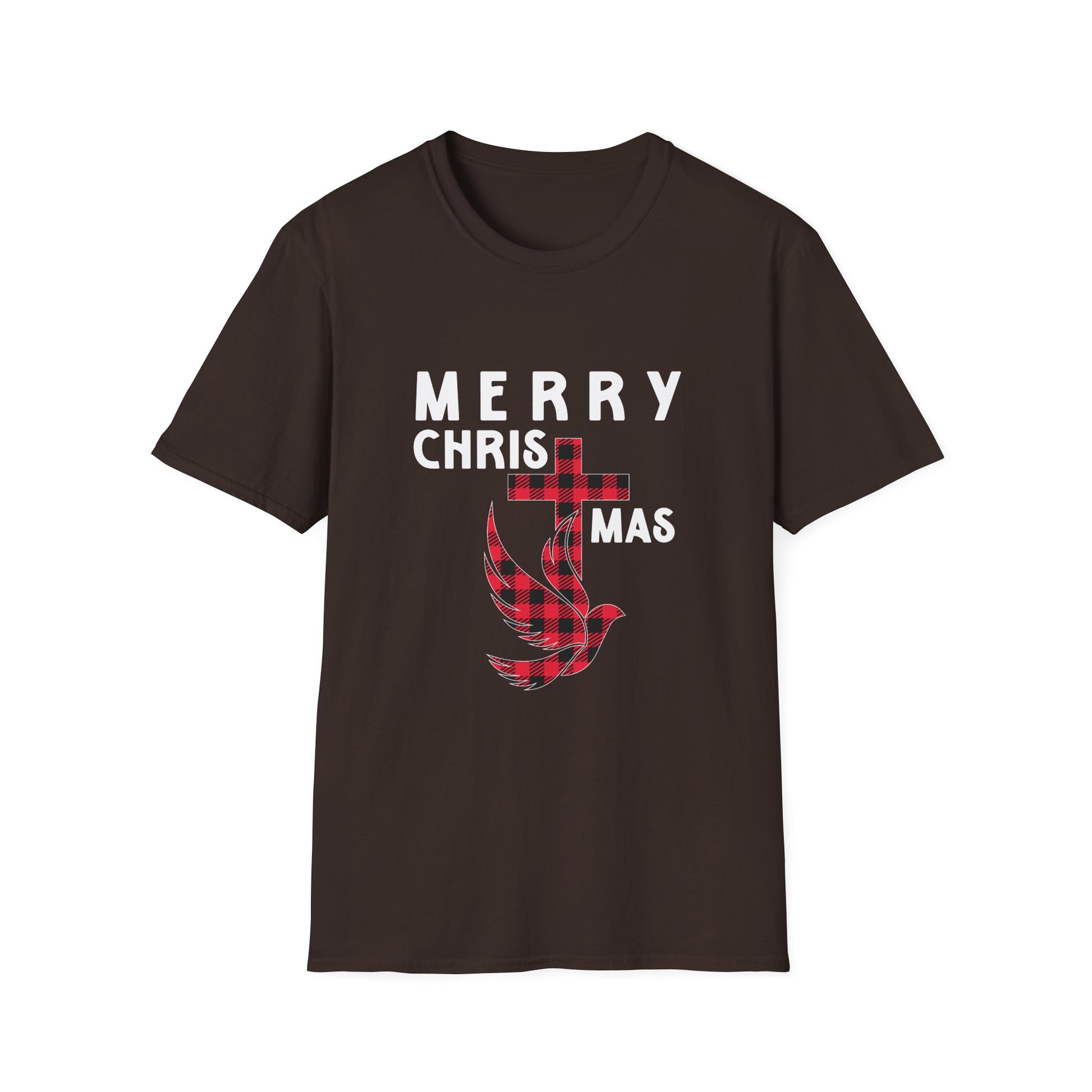 Christmas Plaid Dove T-Shirt — "Merry Chris(t)mas" Holiday Tee