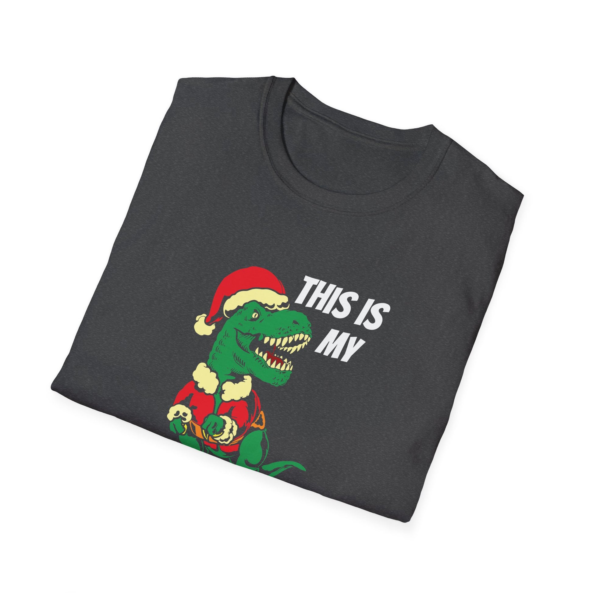 Christmas Pajama Shirt T‑Shirt — Funny T‑Rex in Santa Hat "This Is My Christmas Pajama Shirt"