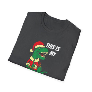 Christmas Pajama Shirt T‑Shirt — Funny T‑Rex in Santa Hat 