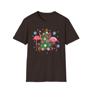 Flamingo Holiday T-Shirt — Festive Flamingos with Christmas Tree