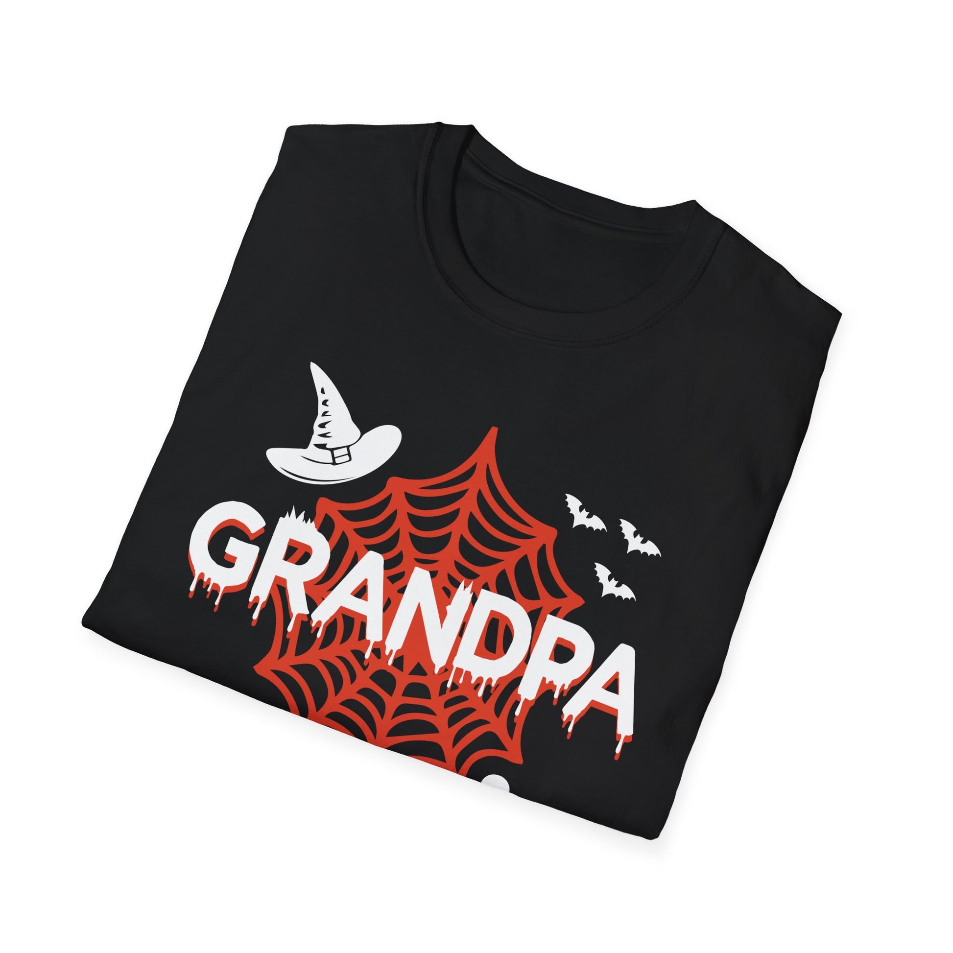Grandpa Halloween T-Shirt — Spiderweb, Witch Hat & Skulls Graphic