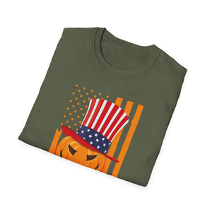 Patriotic Jack-O'-Lantern T-Shirt — American Flag Halloween Tee
