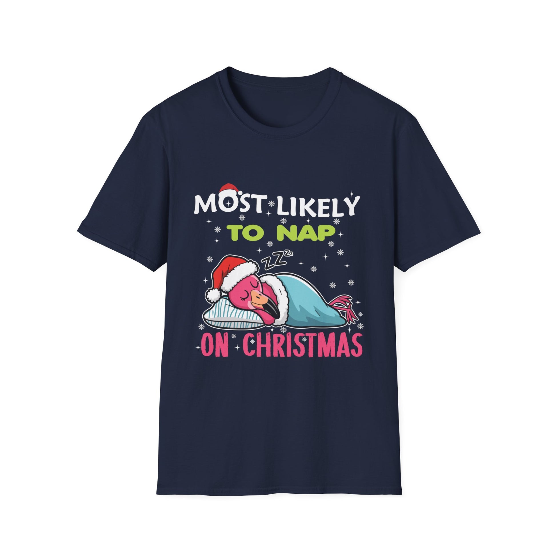 Most Likely To Nap On Christmas Funny Christmas Unisex Softstyle T-Shirt