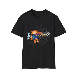 Cat Musician T-Shirt — Colorful Dancing Cat with Musical Notes