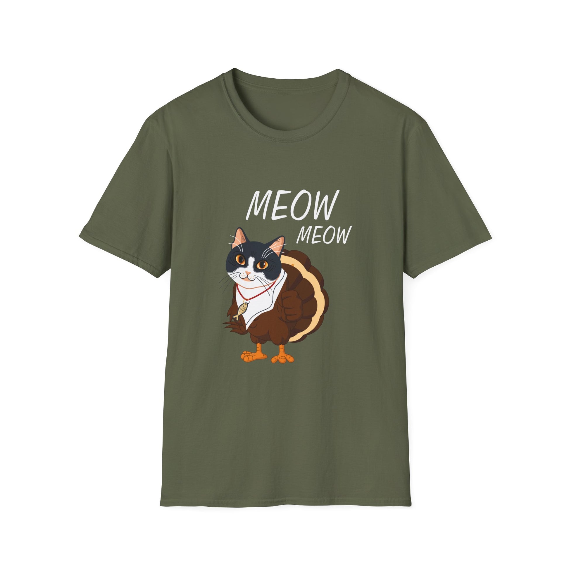 Meow Meow Cat Graphic T-Shirt — Cute Cartoon Cat Tee for Cat Lovers
