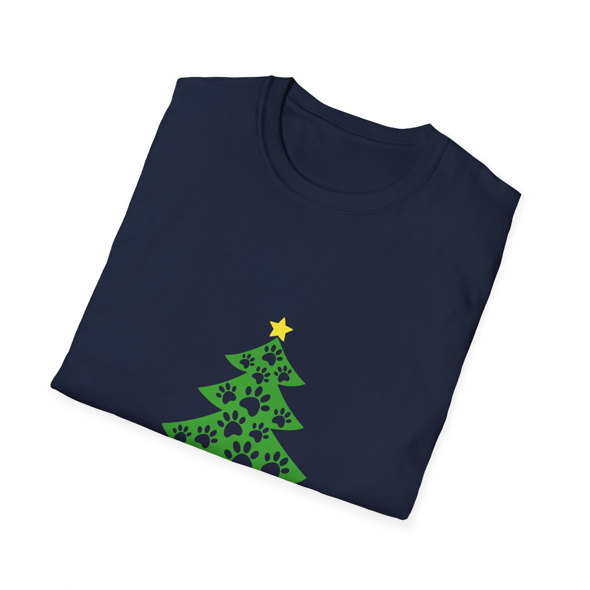 Christmas Paw Print T-Shirt — Pet Lover Holiday Tree Tee