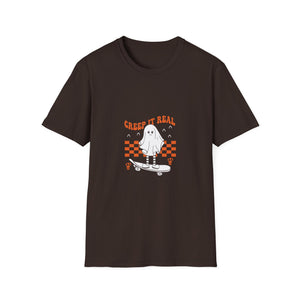 Creep It Real Ghost Skateboard T-Shirt — Halloween Skate Tee