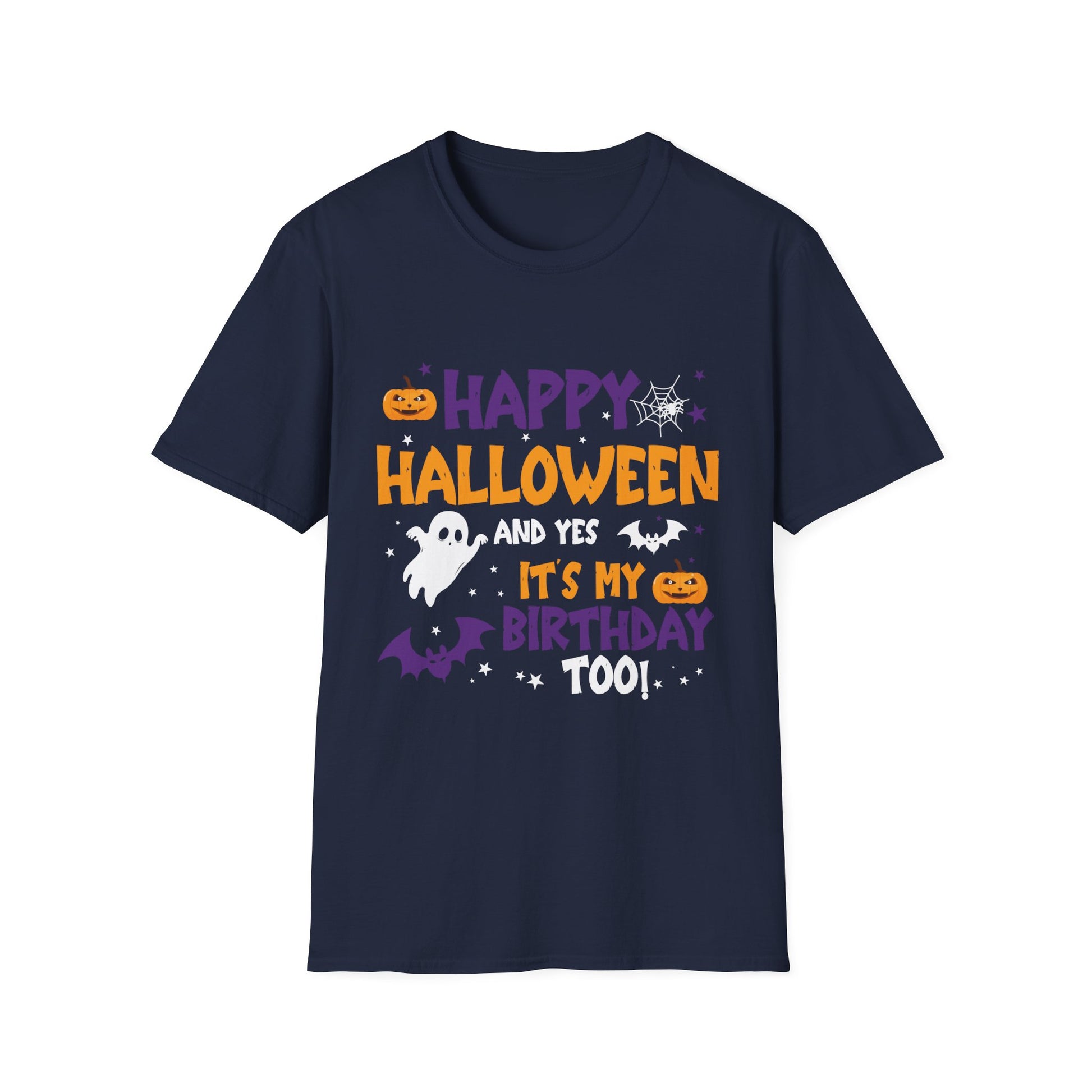 Happy Halloween - Witch Hat _ Spider - Boo - Funny Halloween Tee Unisex Softstyle T-Shirt