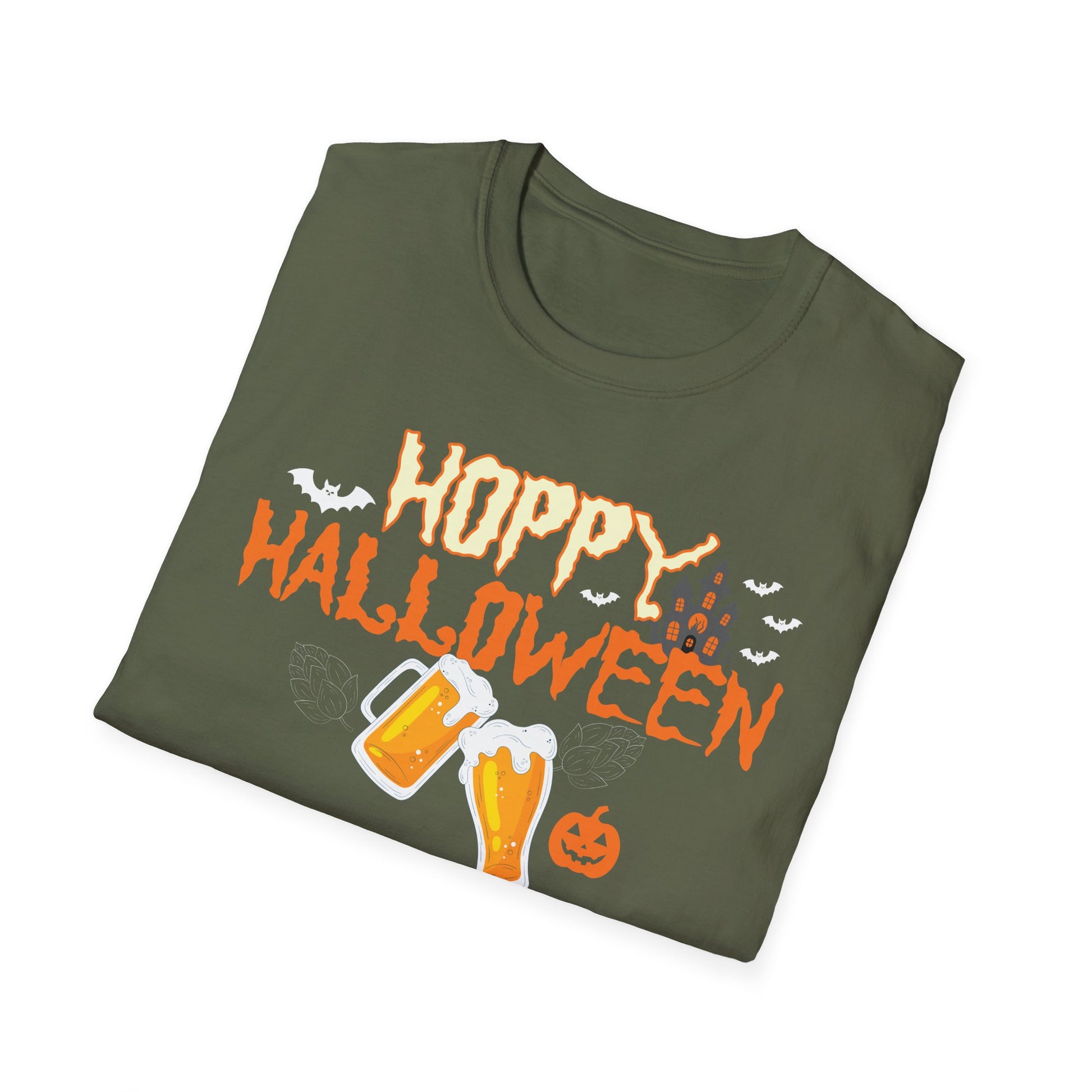 Hoppy Halloween T-Shirt — Beer Cheers Pumpkin Graphic Tee for Halloween Party