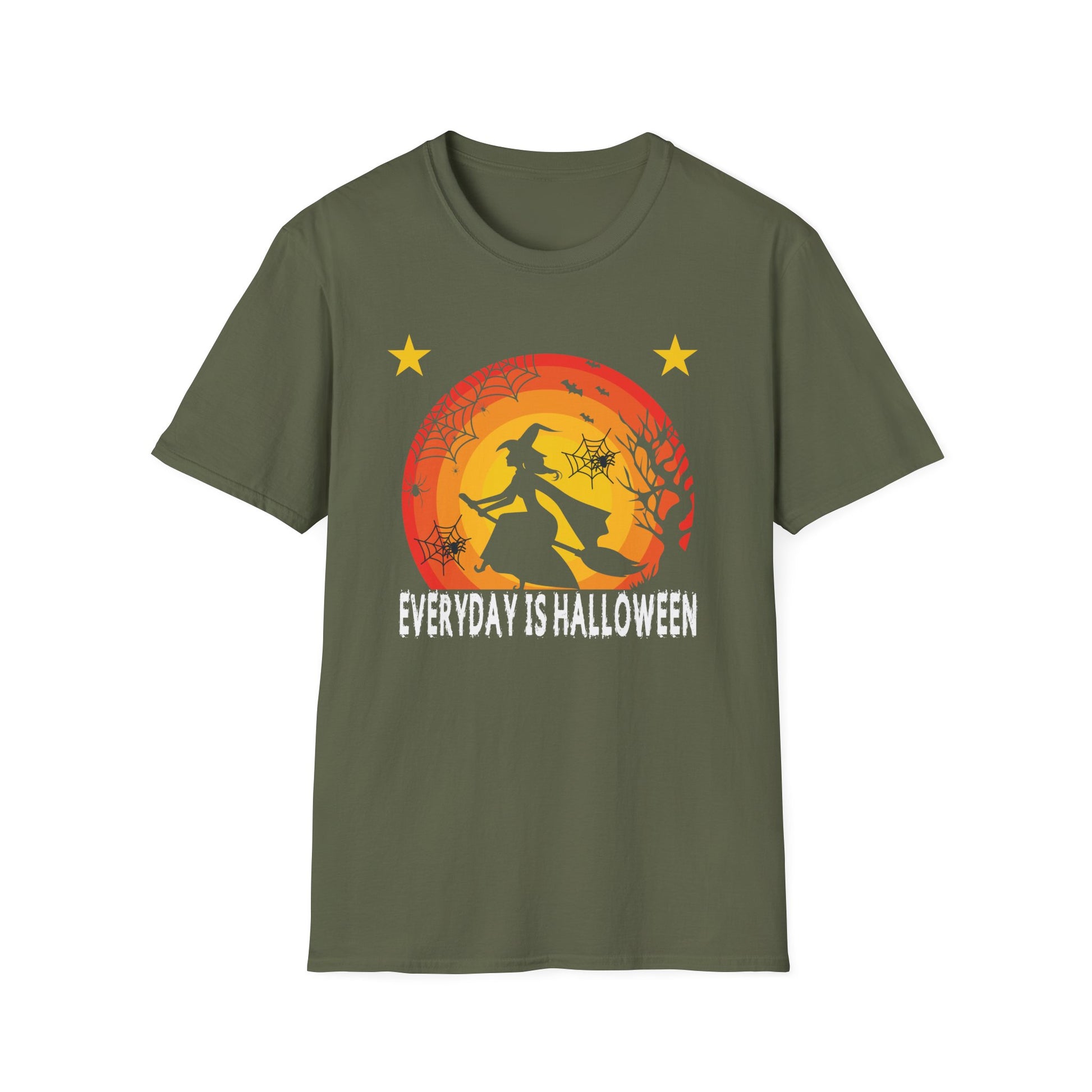 Everyday Is Halloween T-Shirt — Witch Silhouette Sunset Halloween Tee