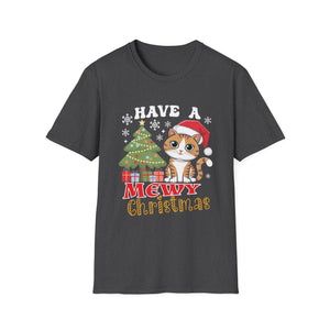Mewy Christmas_ Cute Cat Christmas Unisex Softstyle T-Shirt