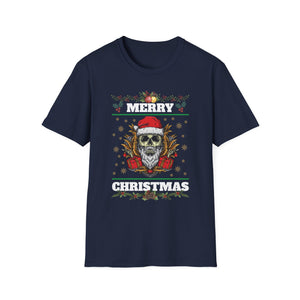 Merry Christmas Skull T-Shirt — Santa Skull Holiday Tee